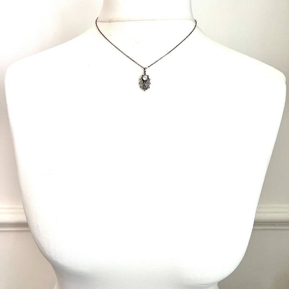 Victorian Silver Star Pendant Necklace with Diamond Paste View IX