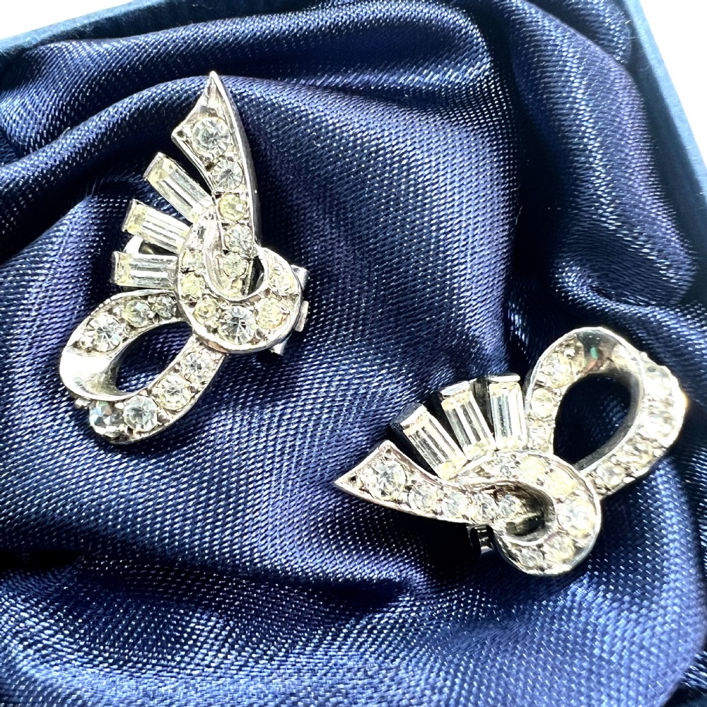 • Vintage Art Deco Ciro Sterling Silver Clip-on Earrings Ear Clips