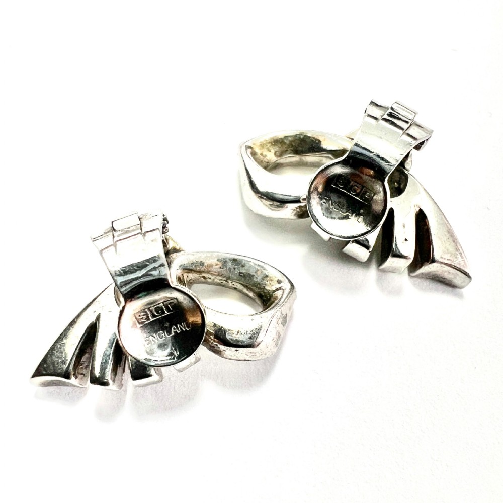 • Vintage Art Deco Ciro Sterling Silver Clip-on Earrings Ear Clips View VI