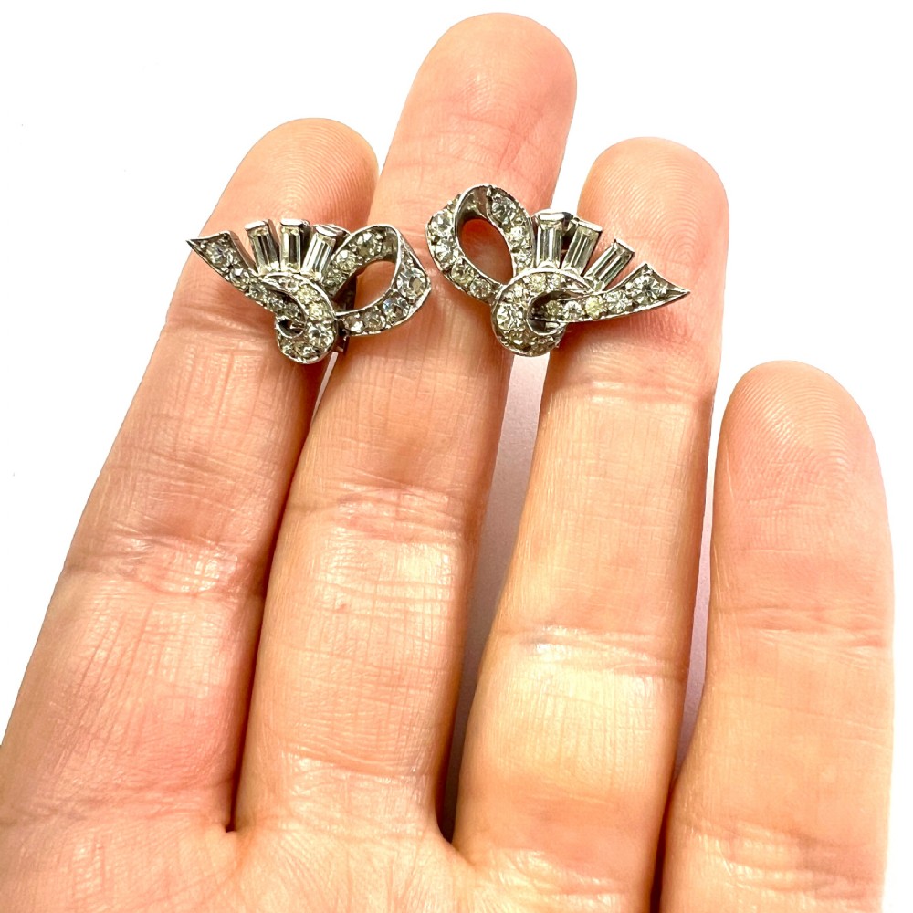 • Vintage Art Deco Ciro Sterling Silver Clip-on Earrings Ear Clips View VIII