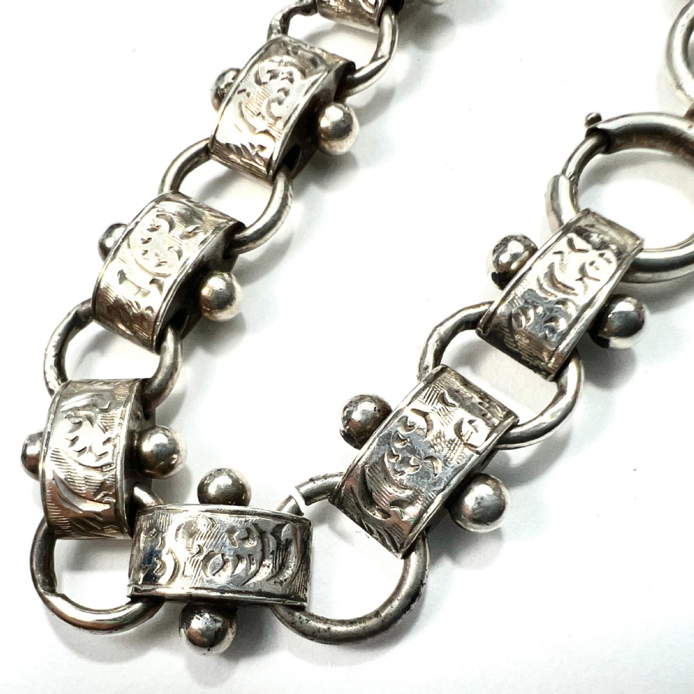 Victorian Silver Book Chain Bracelet with Groat Coin Charms View IV