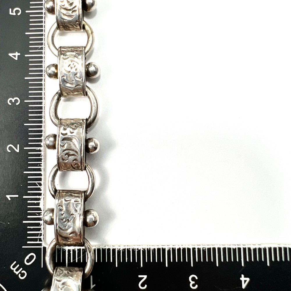 Victorian Silver Book Chain Bracelet with Groat Coin Charms View VI