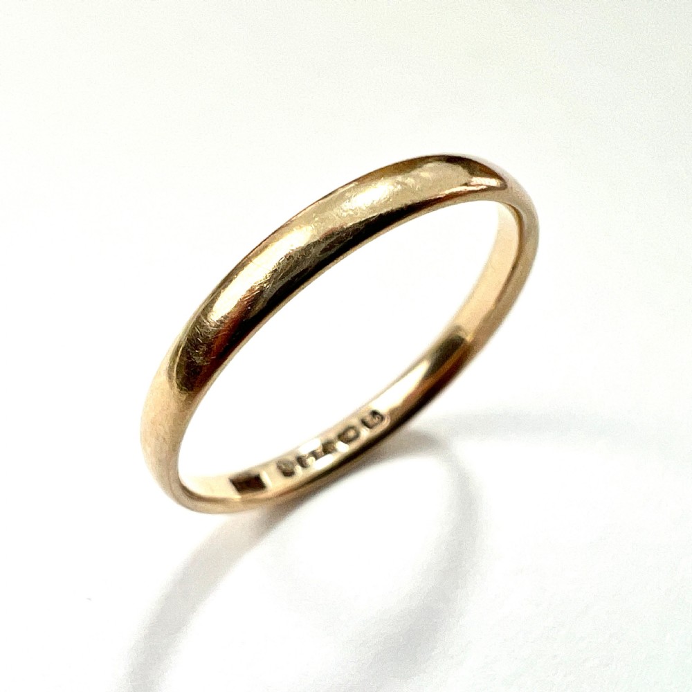 Vintage Art Deco 1935 Hallmarked 9CT Gold Wedding Ring