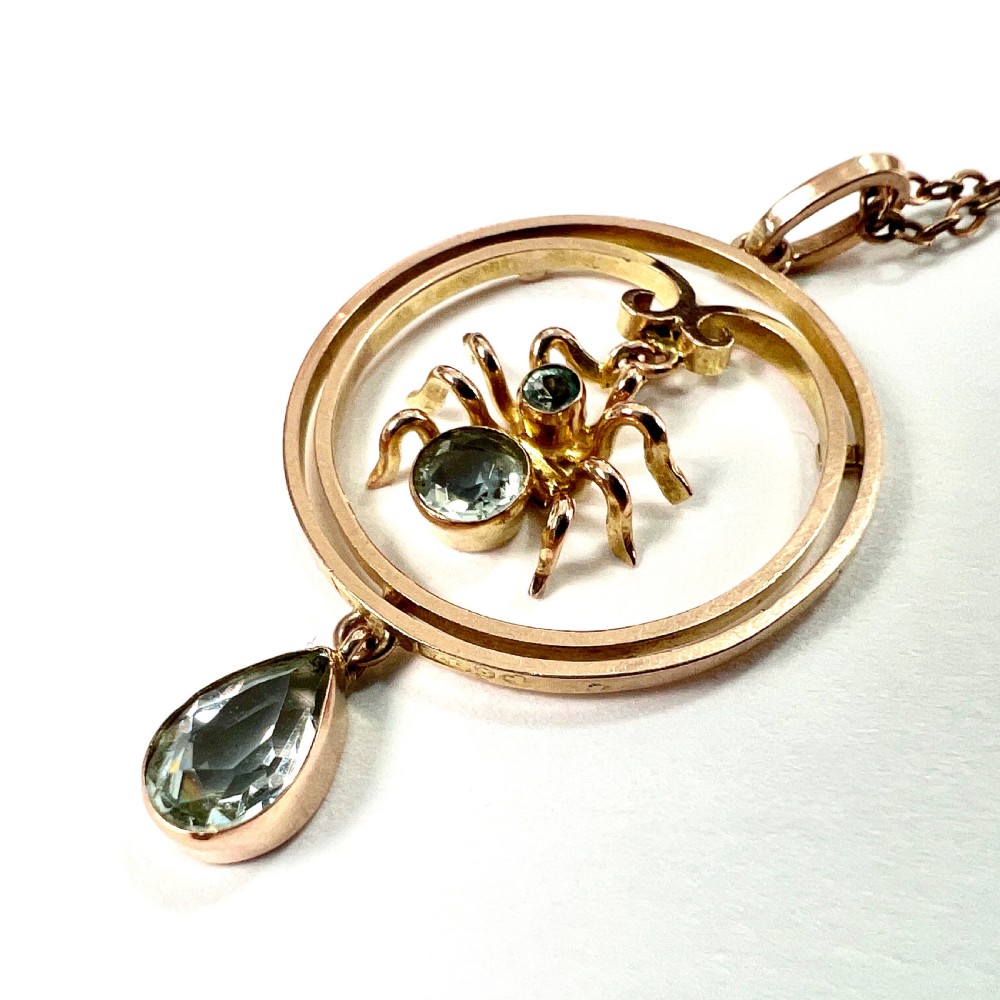 Edwardian 9CT Gold Spider Pendant and Chain Necklace View II