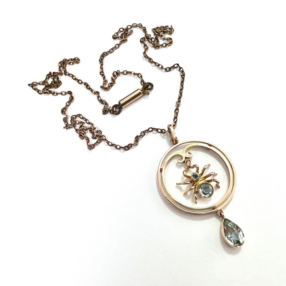 Edwardian 9CT Gold Spider Pendant and Chain Necklace View IV