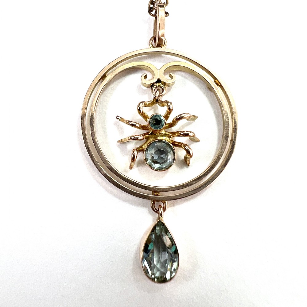 Edwardian 9CT Gold Spider Pendant and Chain Necklace View V