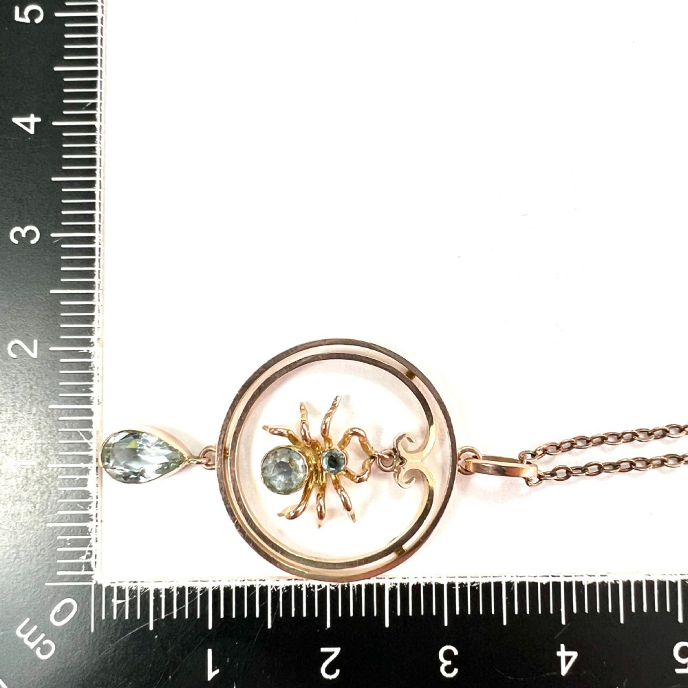 Edwardian 9CT Gold Spider Pendant and Chain Necklace View VII