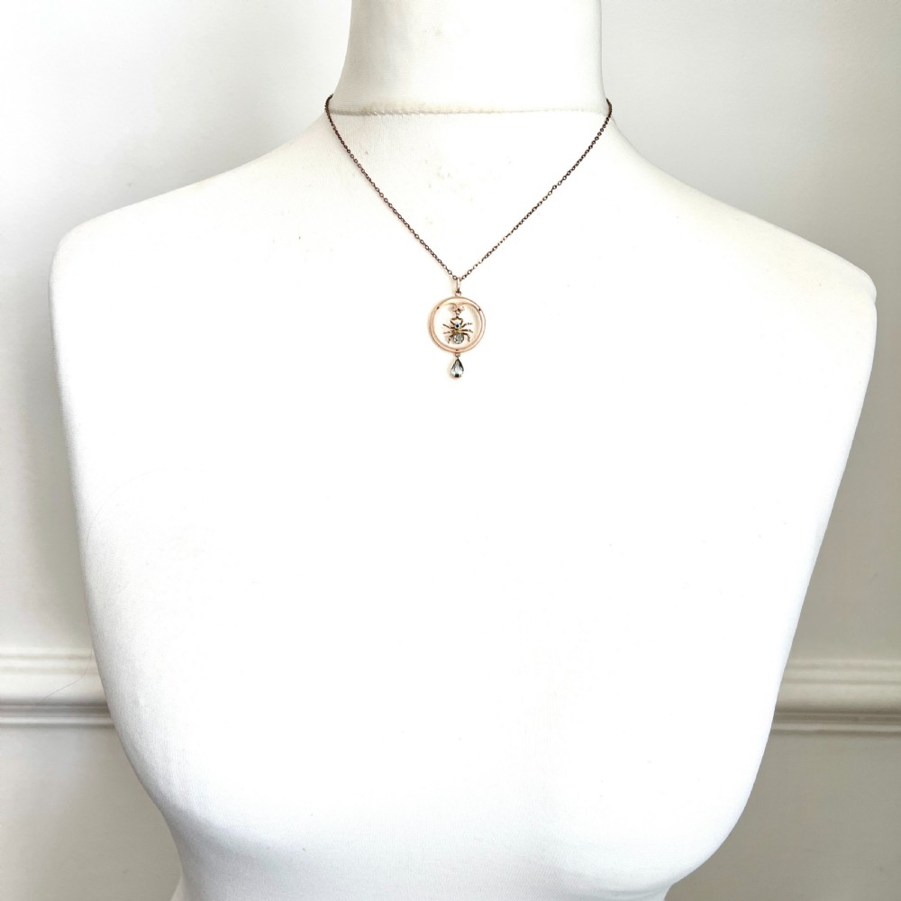 Edwardian 9CT Gold Spider Pendant and Chain Necklace View VIII