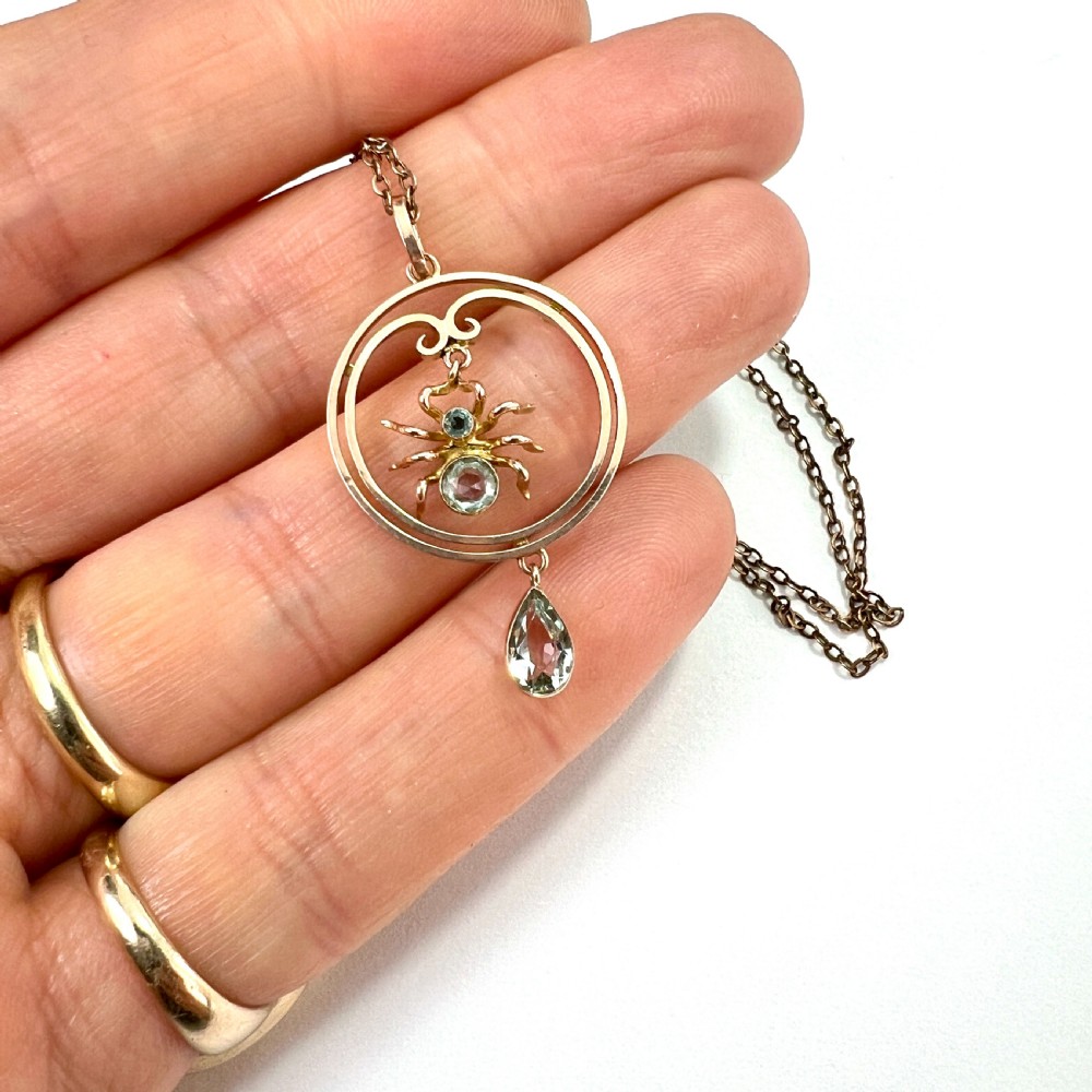 Edwardian 9CT Gold Spider Pendant and Chain Necklace View IX