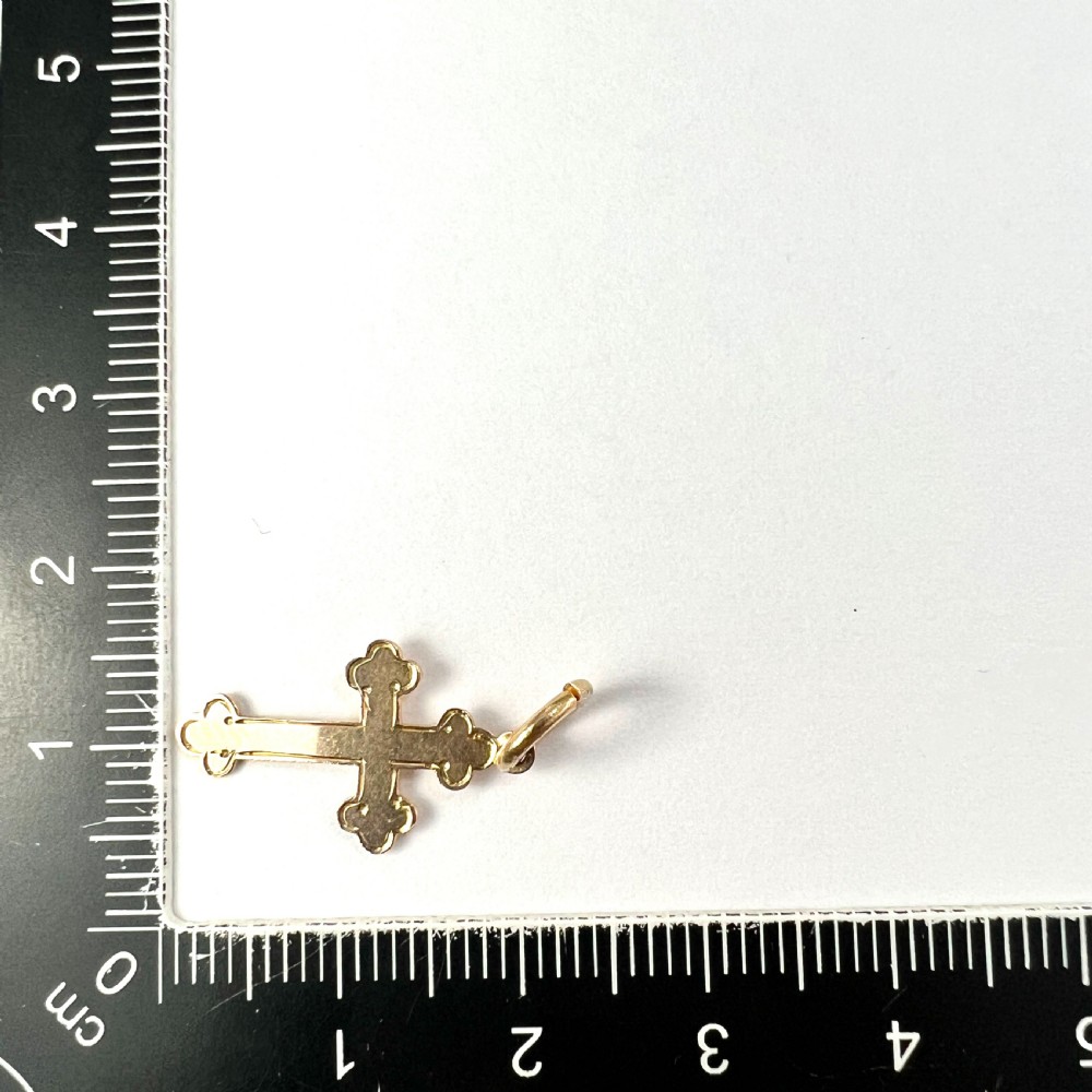 Tiny Antique 9CT Gold Budded Cross Pendant View VI