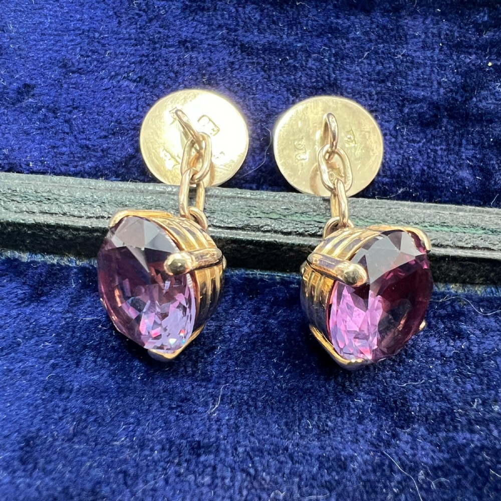 Hallmarked 9CT Gold Antique Corundum Chain Link Cufflinks View IV