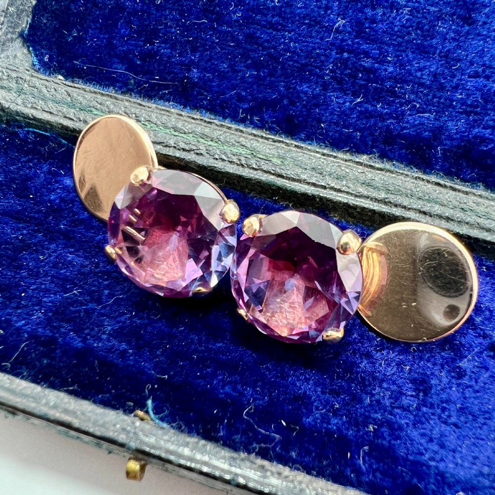 Hallmarked 9CT Gold Antique Corundum Chain Link Cufflinks View V
