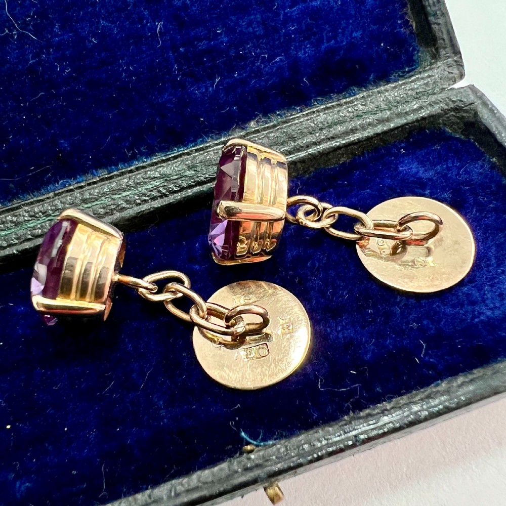 Hallmarked 9CT Gold Antique Corundum Chain Link Cufflinks View VI