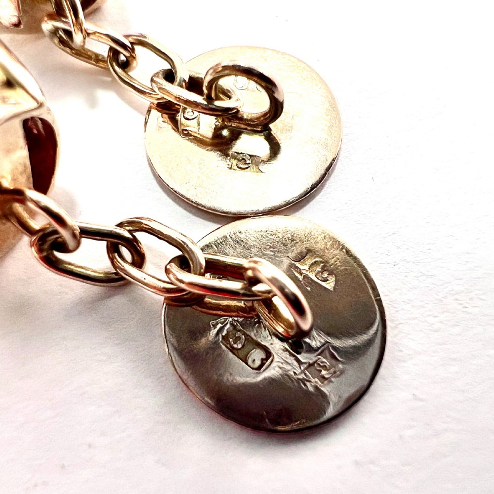 Hallmarked 9CT Gold Antique Corundum Chain Link Cufflinks View VII