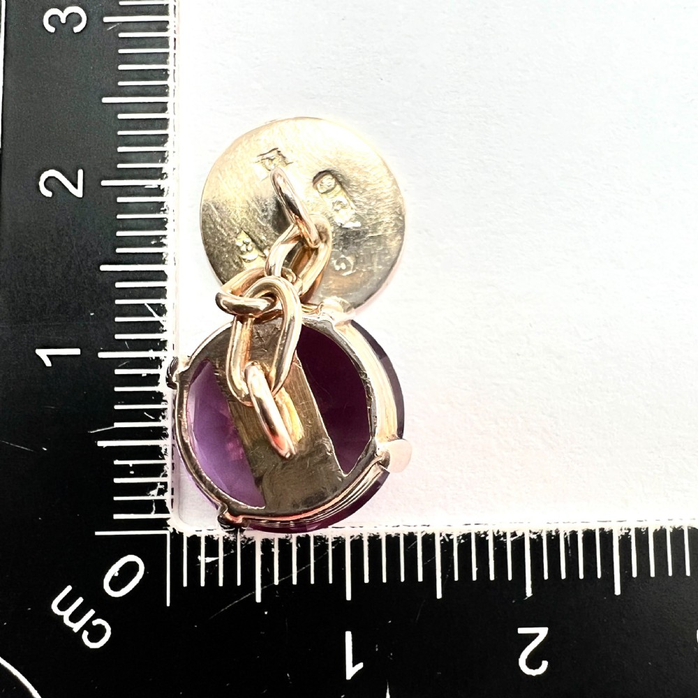 Hallmarked 9CT Gold Antique Corundum Chain Link Cufflinks View VIII