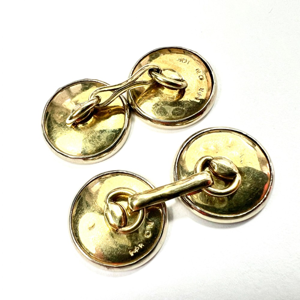 Art Deco Mother of Pearl Gold Cufflinks View III