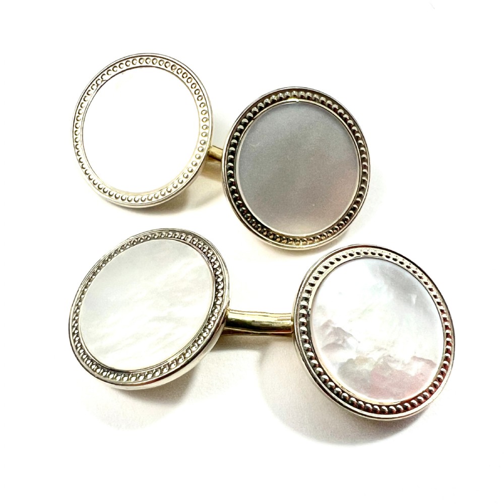 Art Deco Mother of Pearl Gold Cufflinks View IV