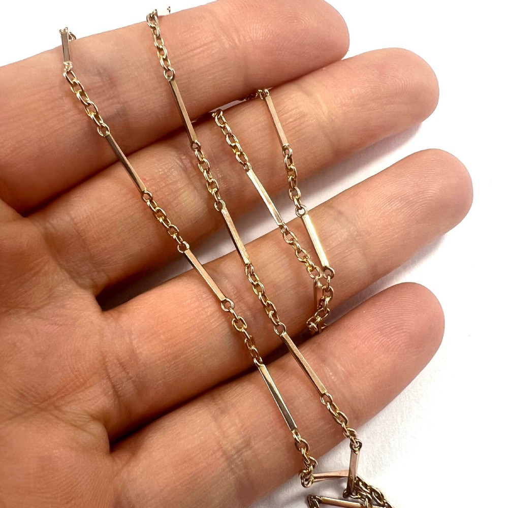 Edwardian 9CT Gold Fancy Link Chain Necklace View VI