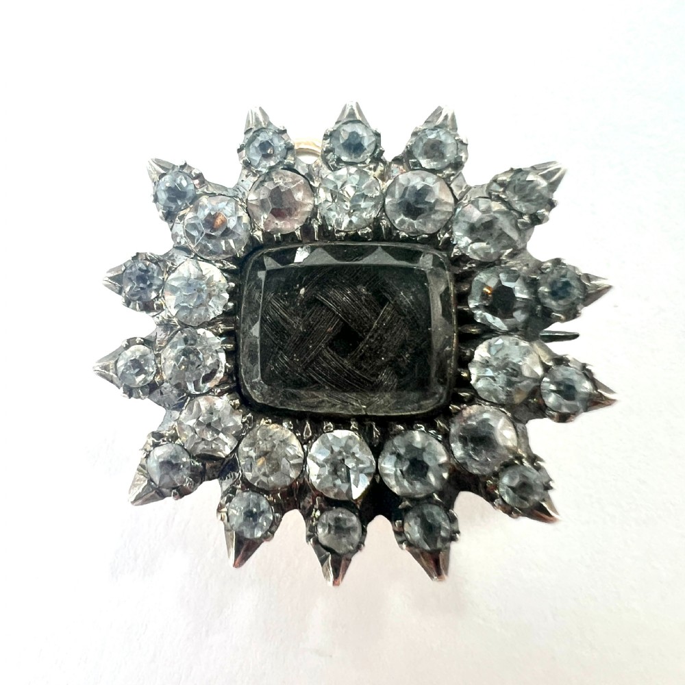 Georgian Silver Paste Sunburst Pendant Brooch