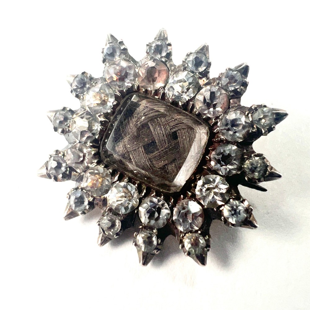 Georgian Silver Paste Sunburst Pendant Brooch View II