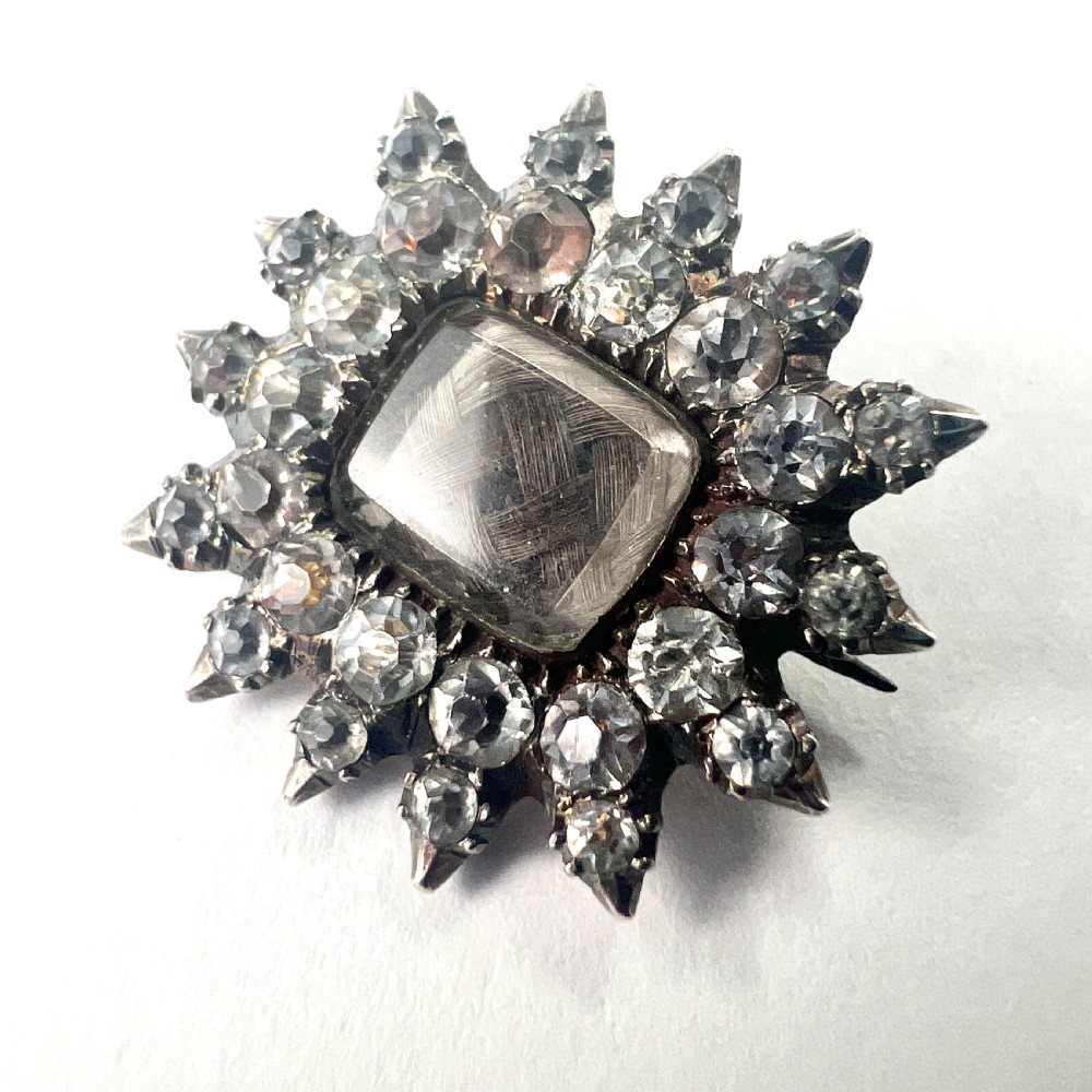 Georgian Silver Paste Sunburst Pendant Brooch View III