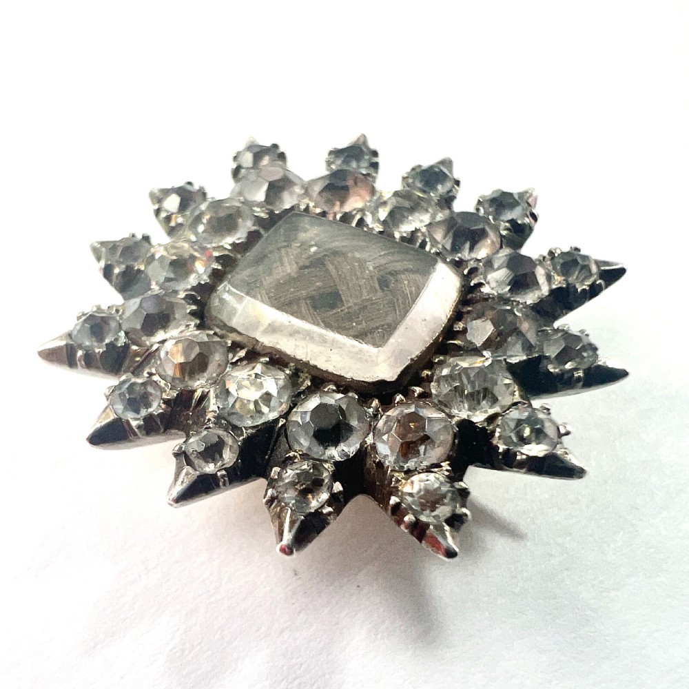 Georgian Silver Paste Sunburst Pendant Brooch View IV