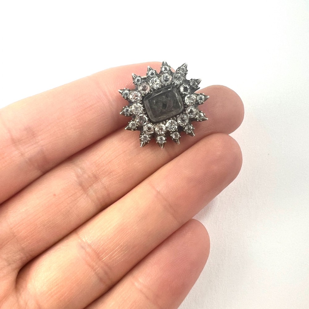 Georgian Silver Paste Sunburst Pendant Brooch View VII