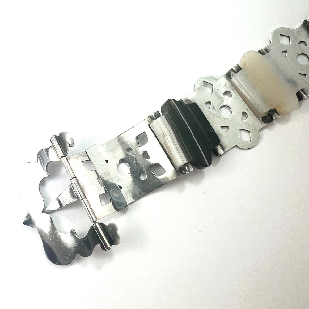 Victorian Scottish Agate Silver Buckle Bracelet View IV