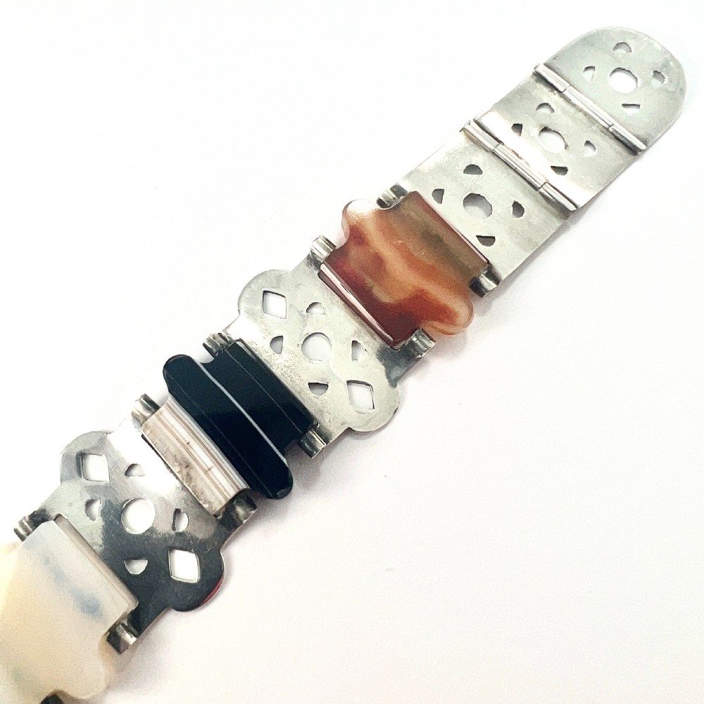 Victorian Scottish Agate Silver Buckle Bracelet View V