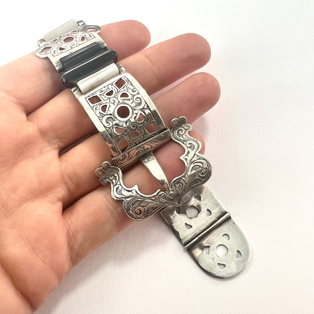 Victorian Scottish Agate Silver Buckle Bracelet View VI