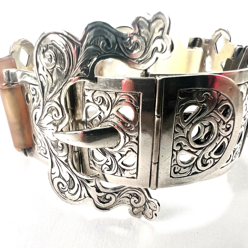 Victorian Scottish Agate Silver Buckle Bracelet View VII