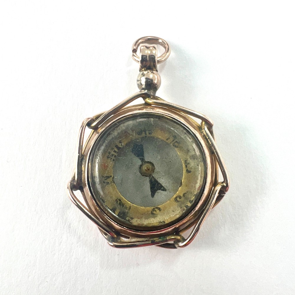 • Antique 9CT Gold Removable Compass Pendant Fob View II