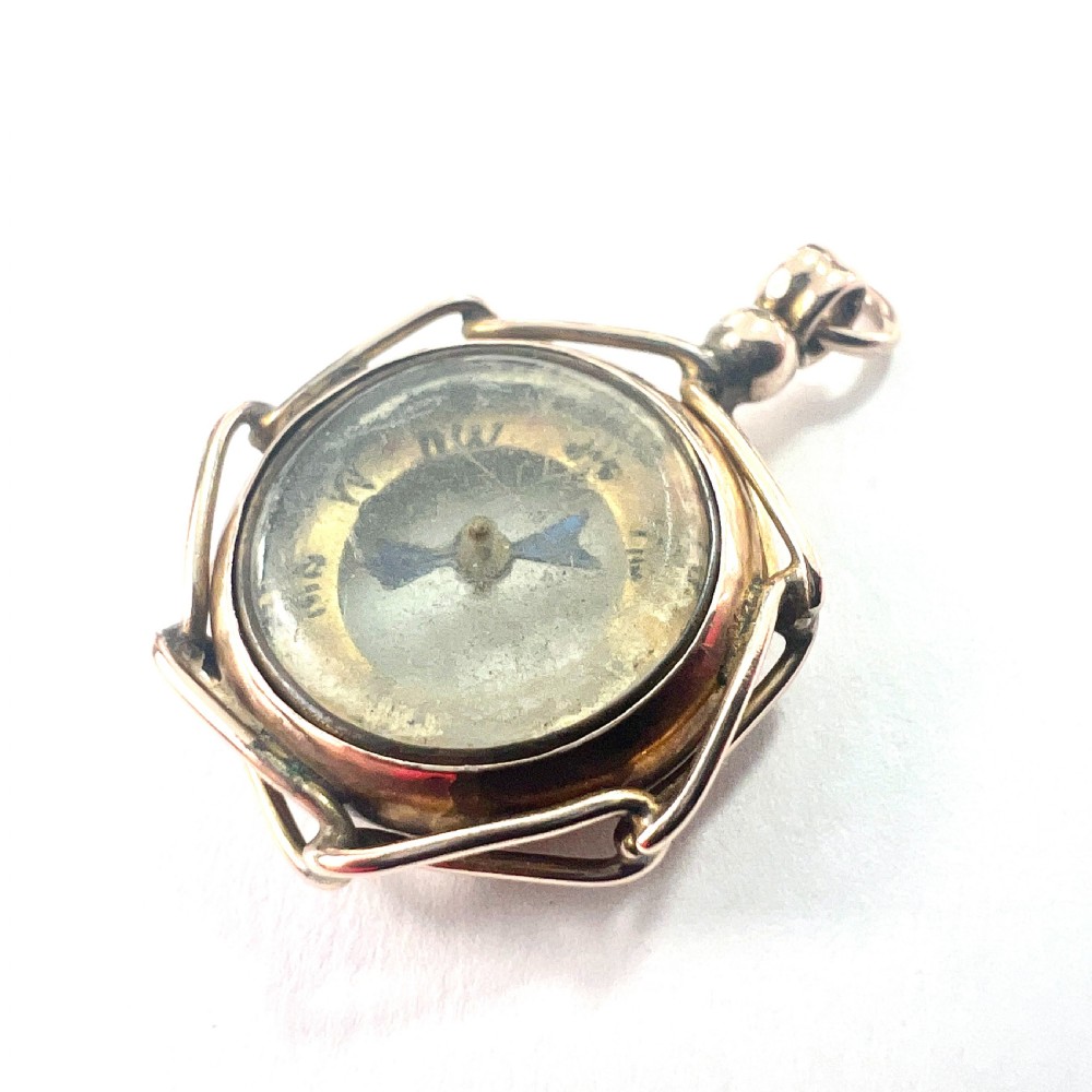 • Antique 9CT Gold Removable Compass Pendant Fob View IV