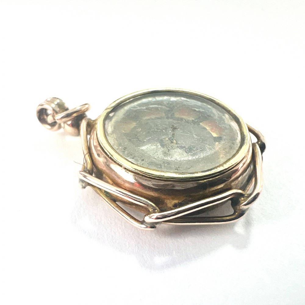• Antique 9CT Gold Removable Compass Pendant Fob View V