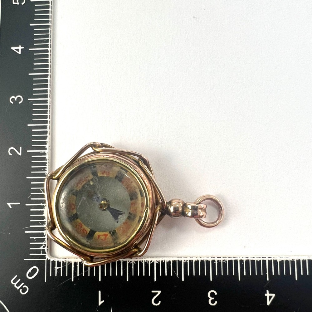 • Antique 9CT Gold Removable Compass Pendant Fob View VII