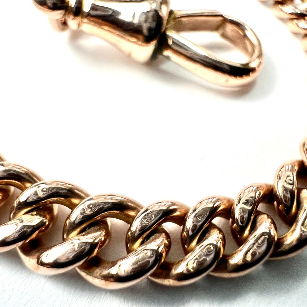 Victorian 9CT Rose Gold Albert Chain Bracelet with Dog Clip View II