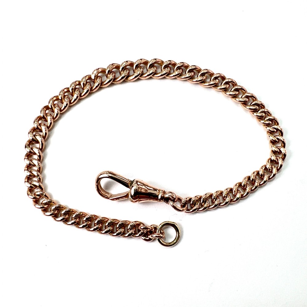 Victorian 9CT Rose Gold Albert Chain Bracelet with Dog Clip View III