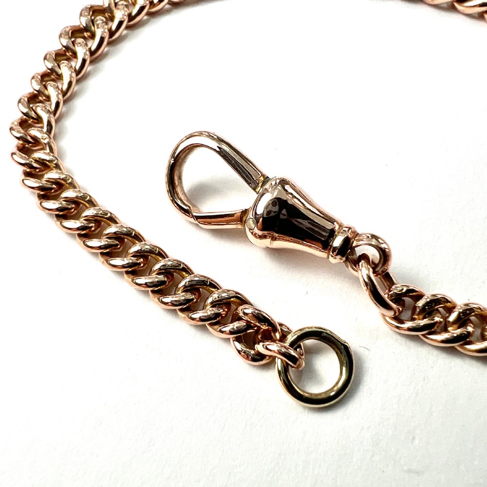 Victorian 9CT Rose Gold Albert Chain Bracelet with Dog Clip View IV