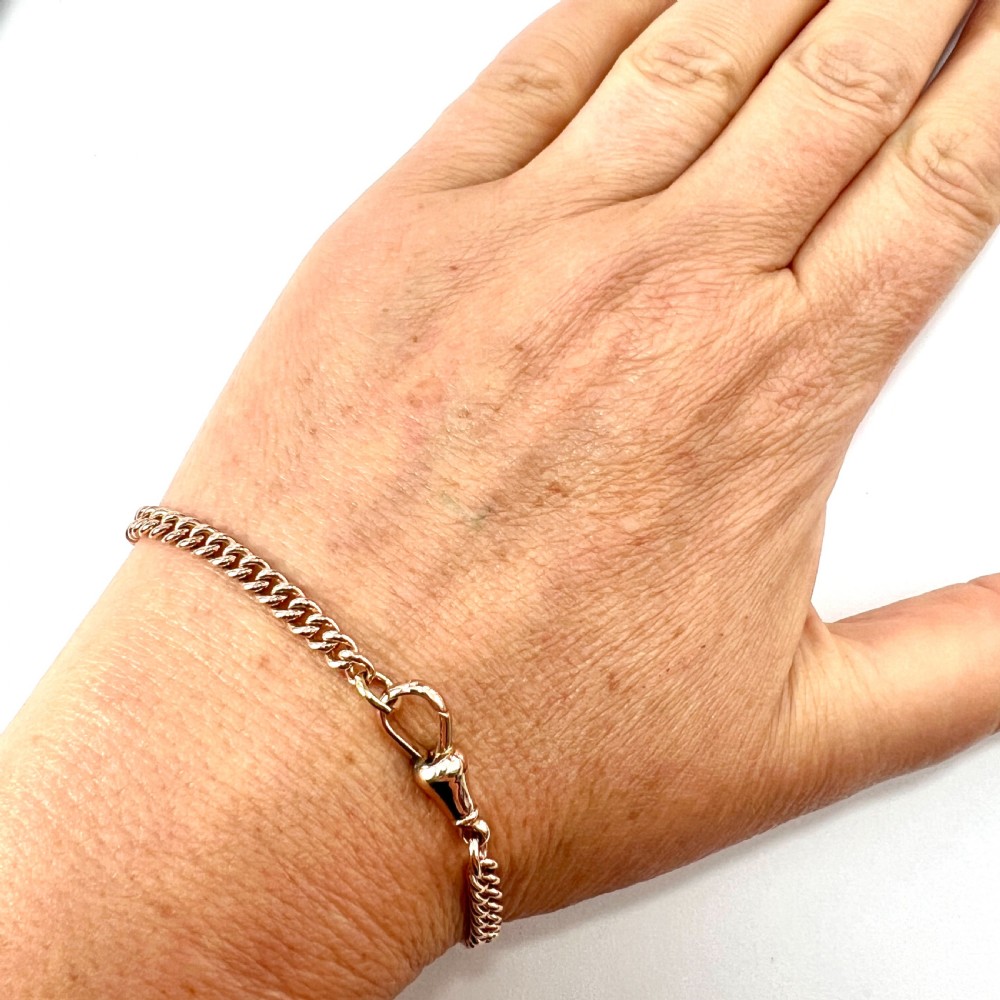 Victorian 9CT Rose Gold Albert Chain Bracelet with Dog Clip View VI