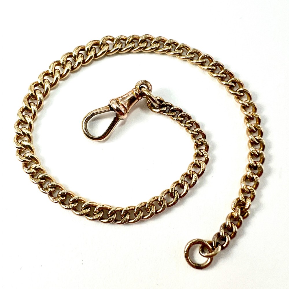 Victorian 9CT Gold Albert Chain Bracelet with Dog Clip