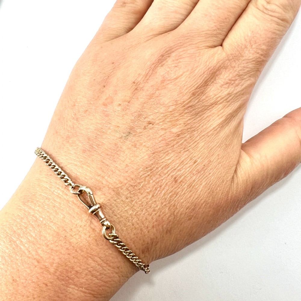 Victorian 9CT Gold Albert Chain Bracelet with Dog Clip View V