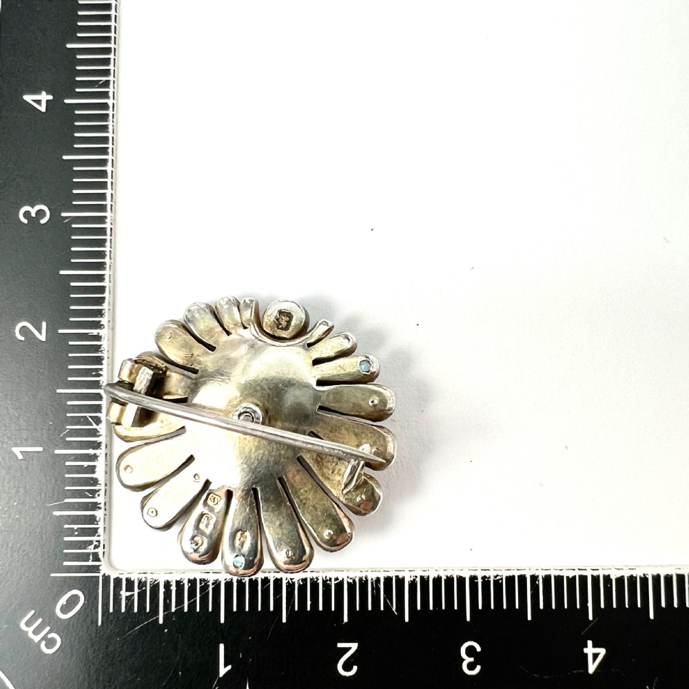 Edwardian Paste Peacock Brooch in Sterling Silver and Enamel View V