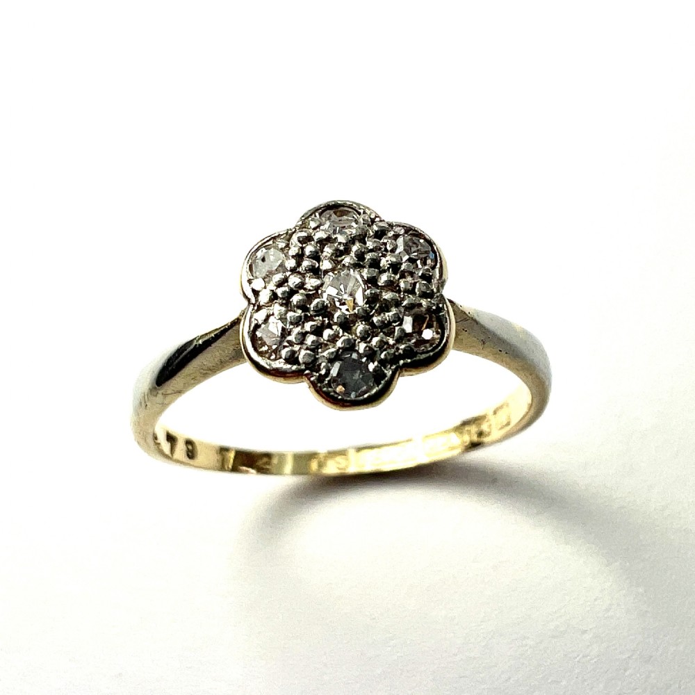 18CT Gold Edwardian/Art Deco Diamond Daisy Cluster Ring 