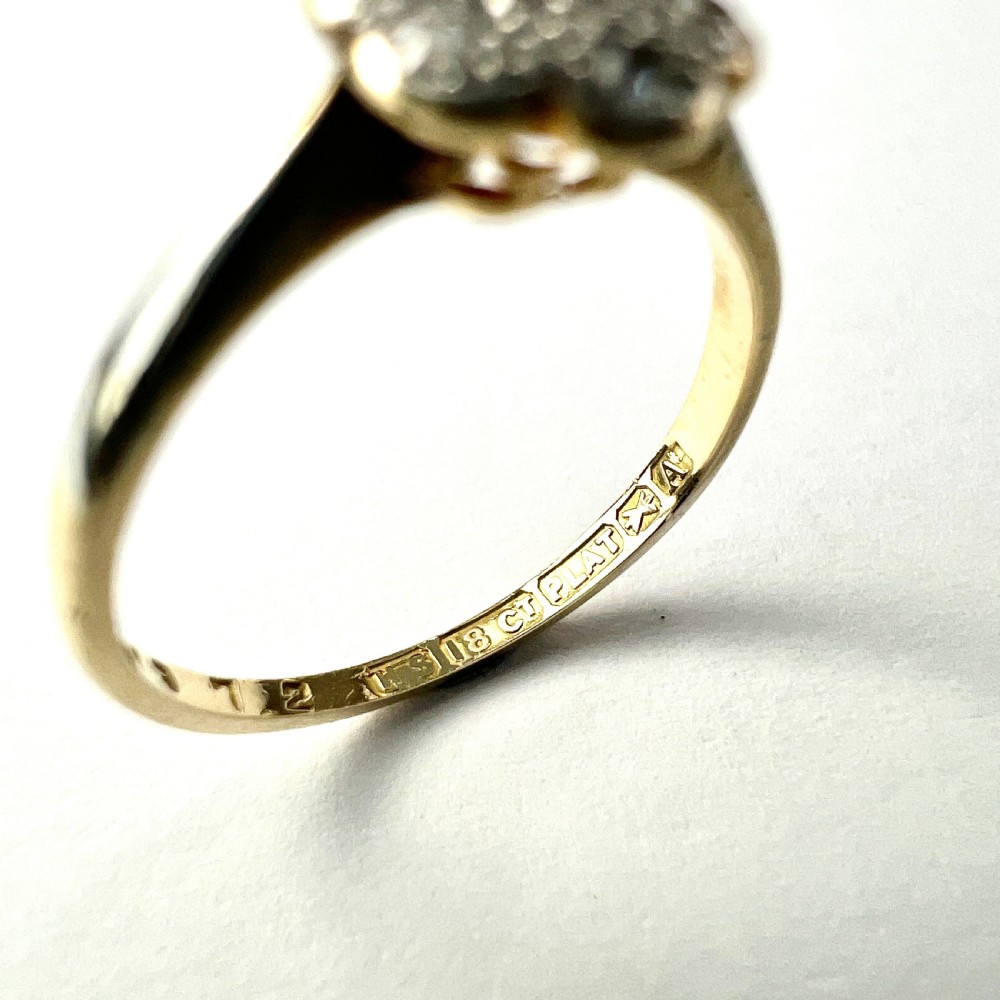 18CT Gold Edwardian/Art Deco Diamond Daisy Cluster Ring  View VI