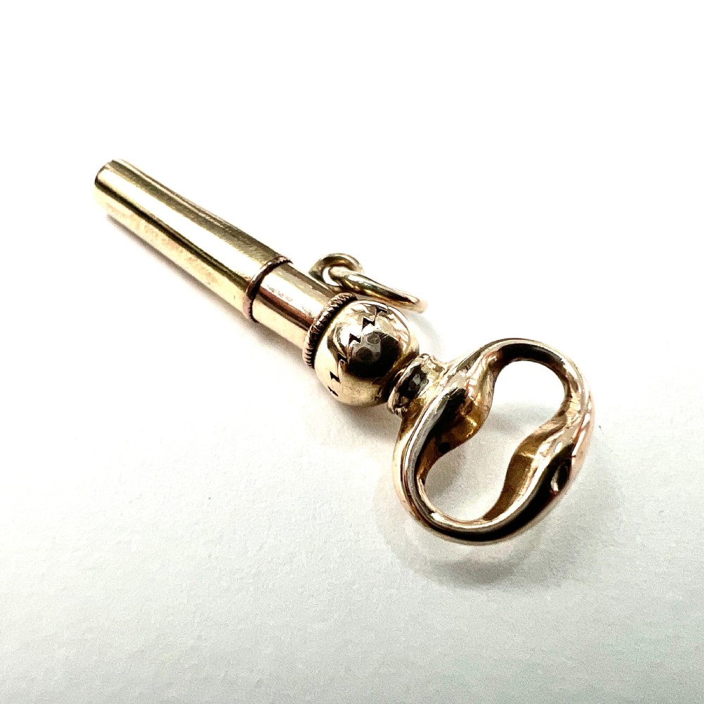 Victorian 9CT Gold Watch Key Charm Pendant View III