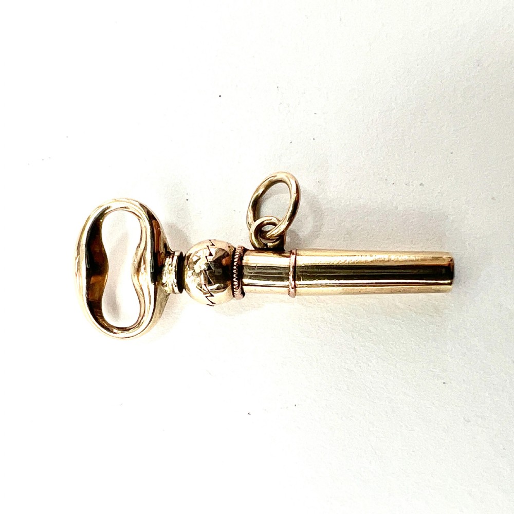 Victorian 9CT Gold Watch Key Charm Pendant View V