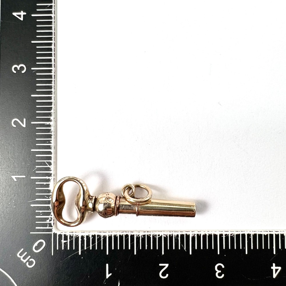 Victorian 9CT Gold Watch Key Charm Pendant View VI