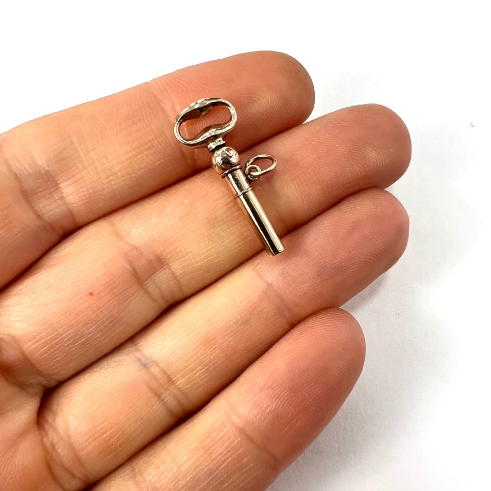 Victorian 9CT Gold Watch Key Charm Pendant View VII