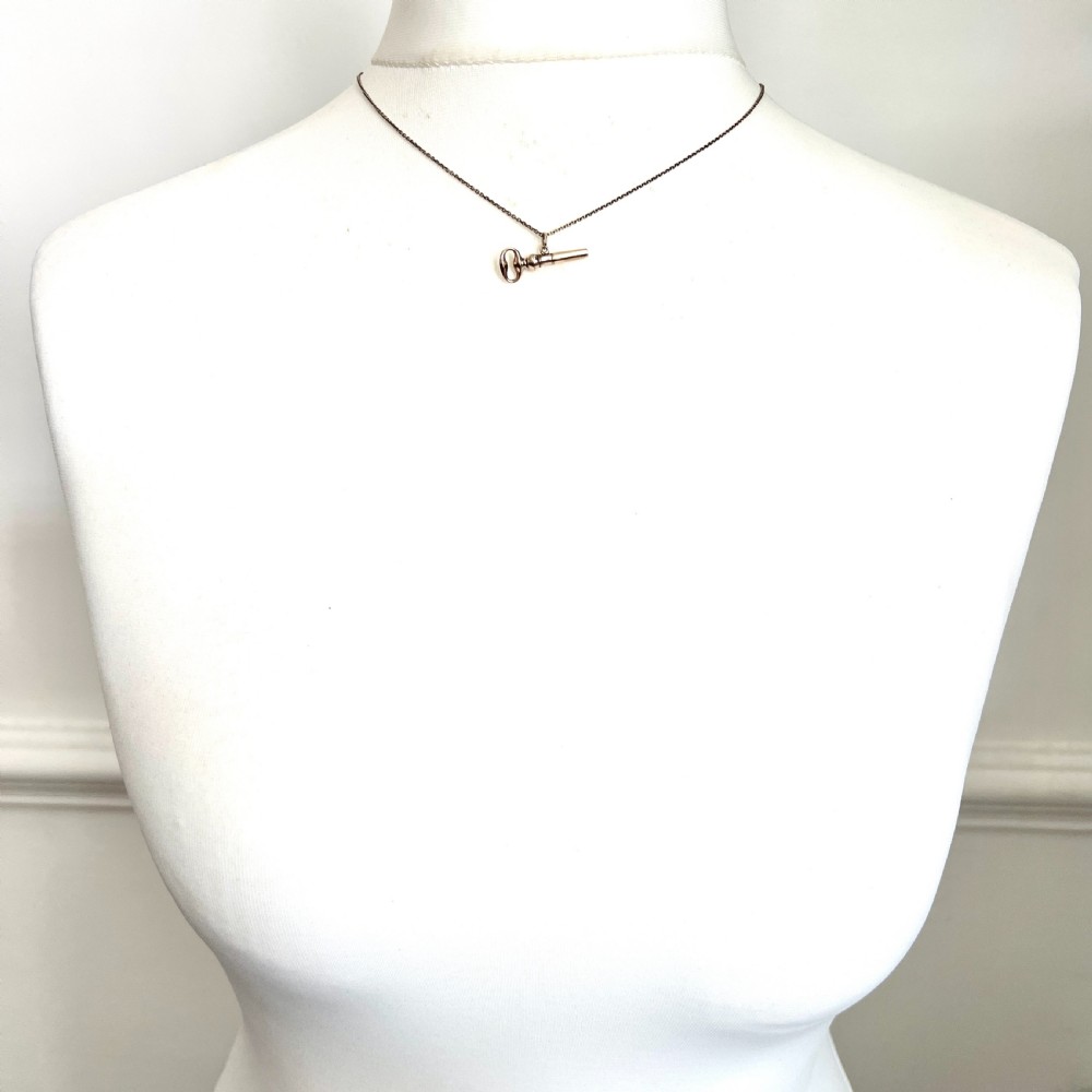 Victorian 9CT Gold Watch Key Charm Pendant View VIII