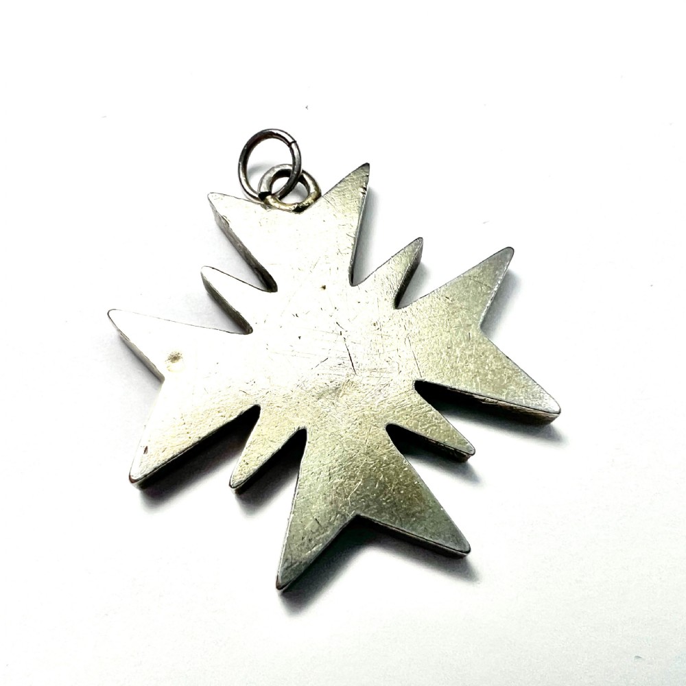 Antique Maltese Cross Silver Micro Mosaic Pendant  View III